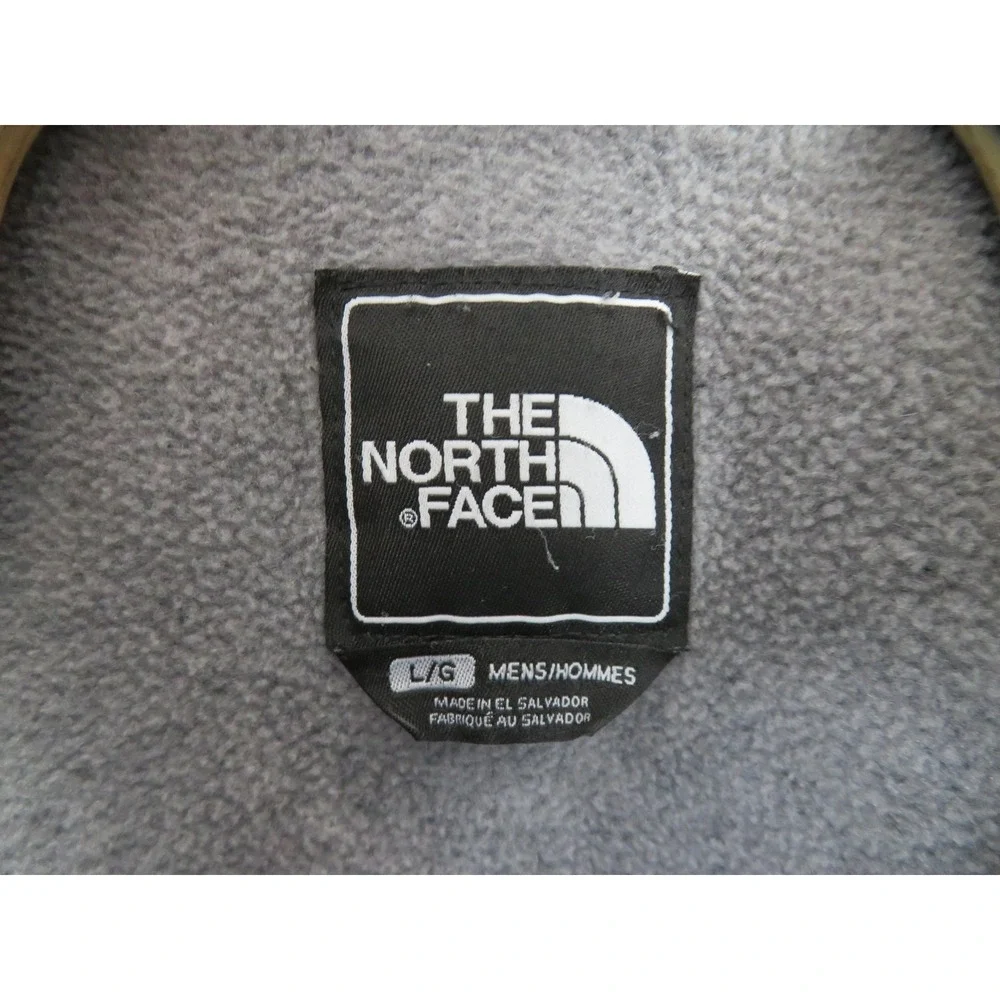 The North Face Denali Jacket Mens Large Gray Black Fleece Full Zip Hiking